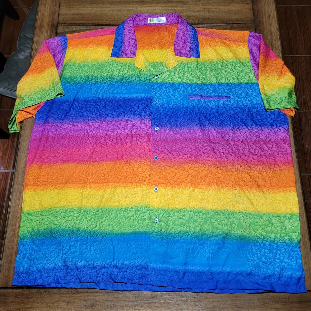 V.H.O. Ladies Full Button Rainbow Blouse - Size 6XL